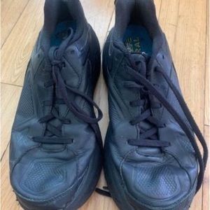 Hoka One black leather tennis shoes, size 10
